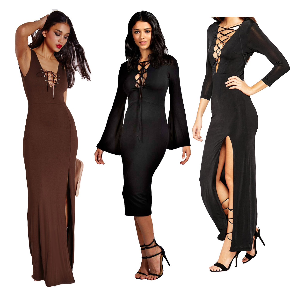 lace-up front bodycon dresses