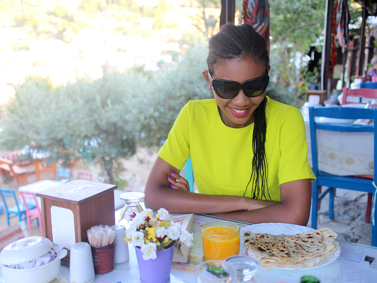 Eating gozleme in sirince