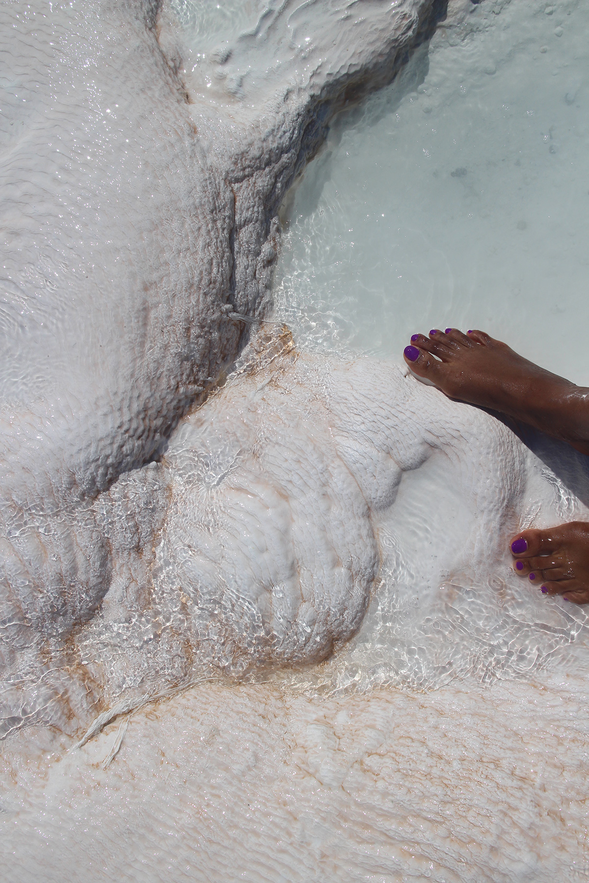 shoes off at pamukkale