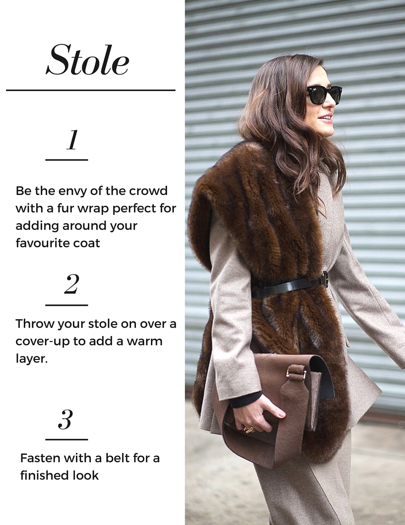 side faux fur stoles trend as seen on fashion week