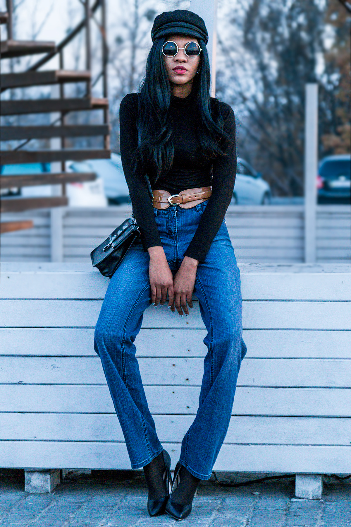 Retro chic blogger jeans look