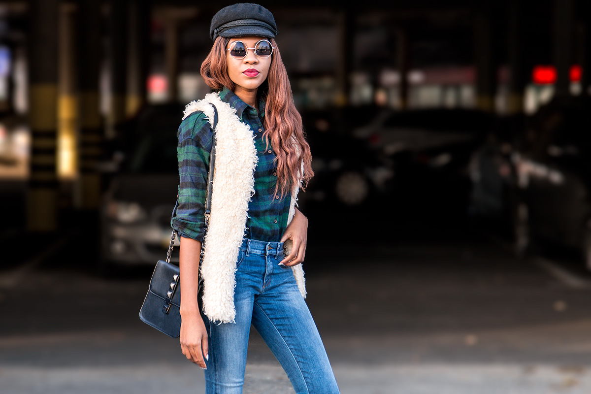 Faux fur gilet blogger style