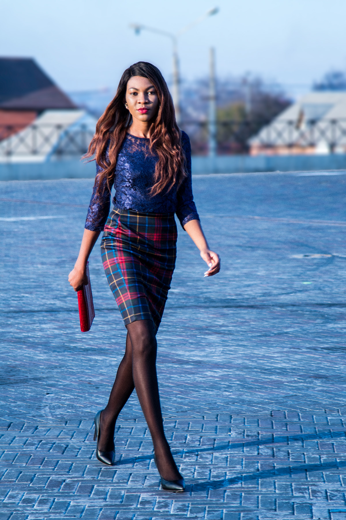Styling plaid with lace