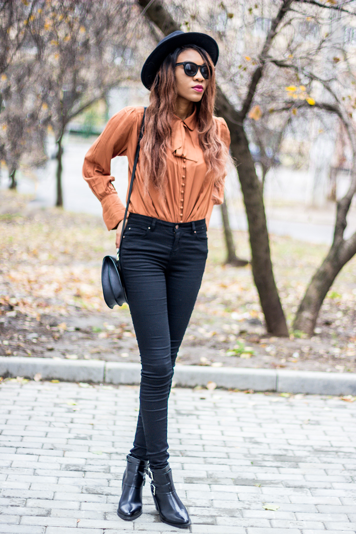 trendy top and hat outfit