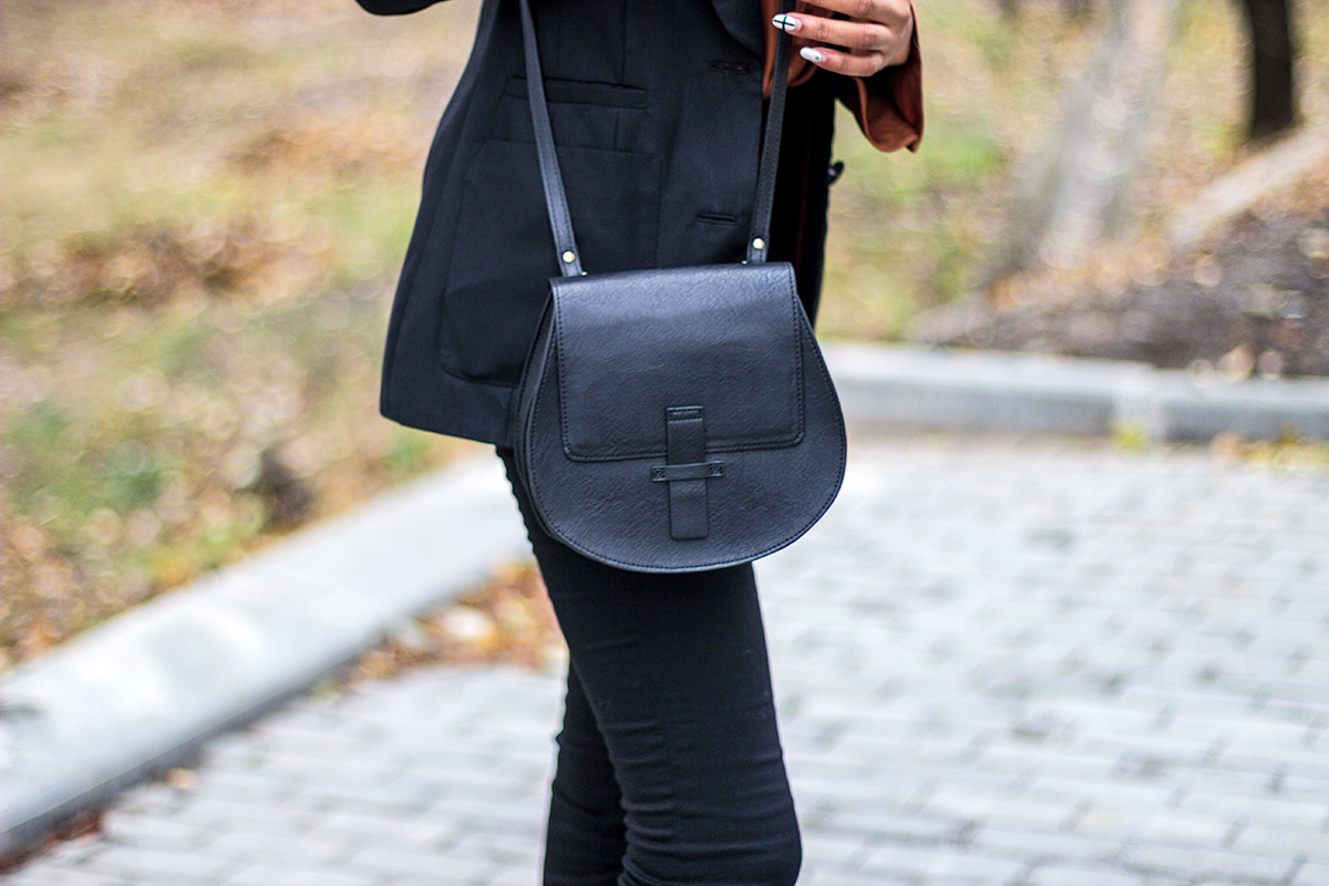 Monki black saddle bag