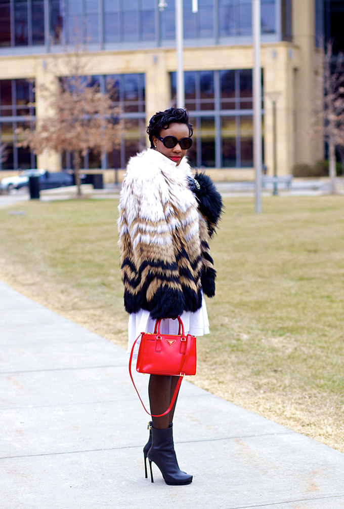 faux fur coat outfit