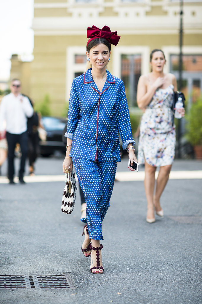 Pyjamas streetstyle outfit