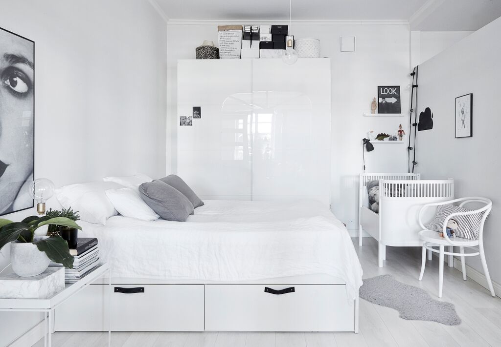 White bedroom interior design 