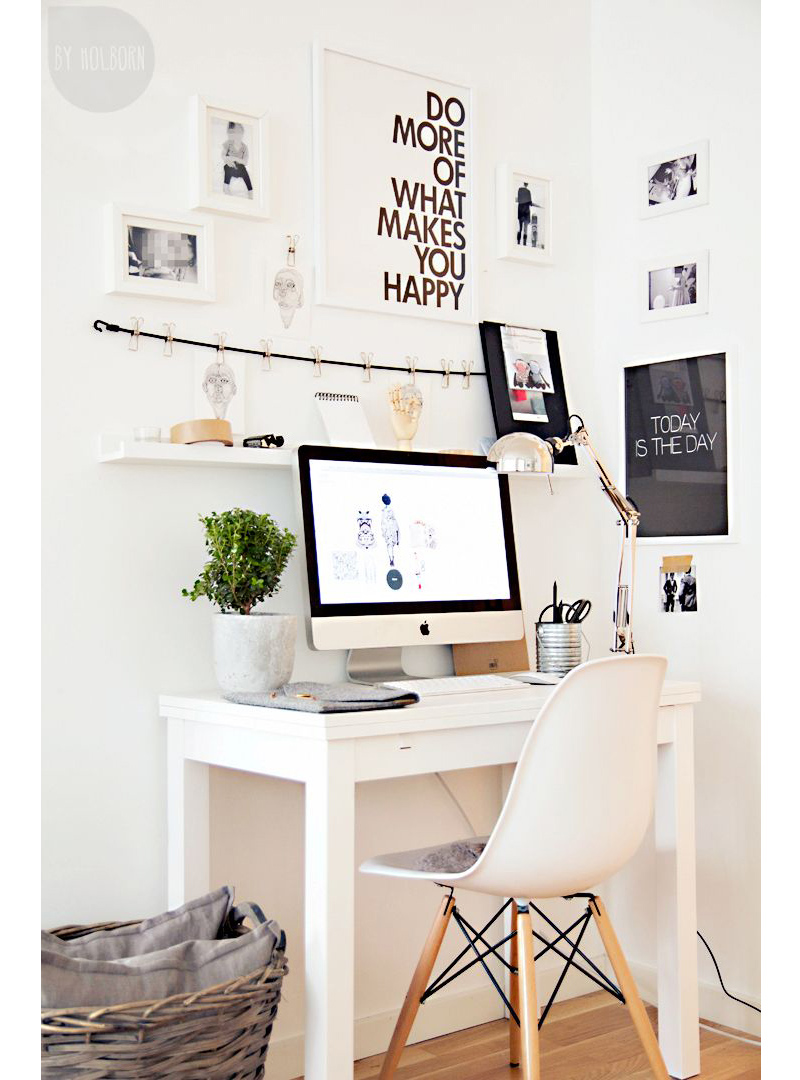 white workspace decor idea