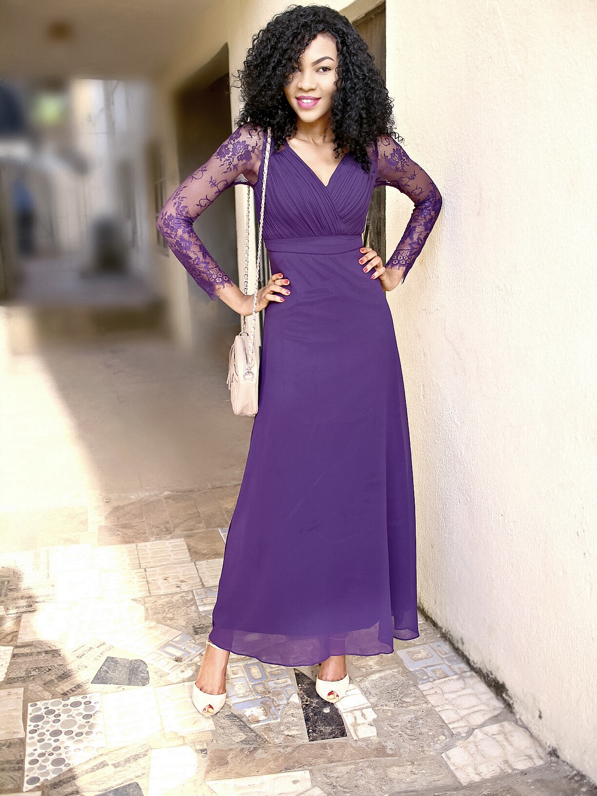 Everpretty purple long v neck gown 