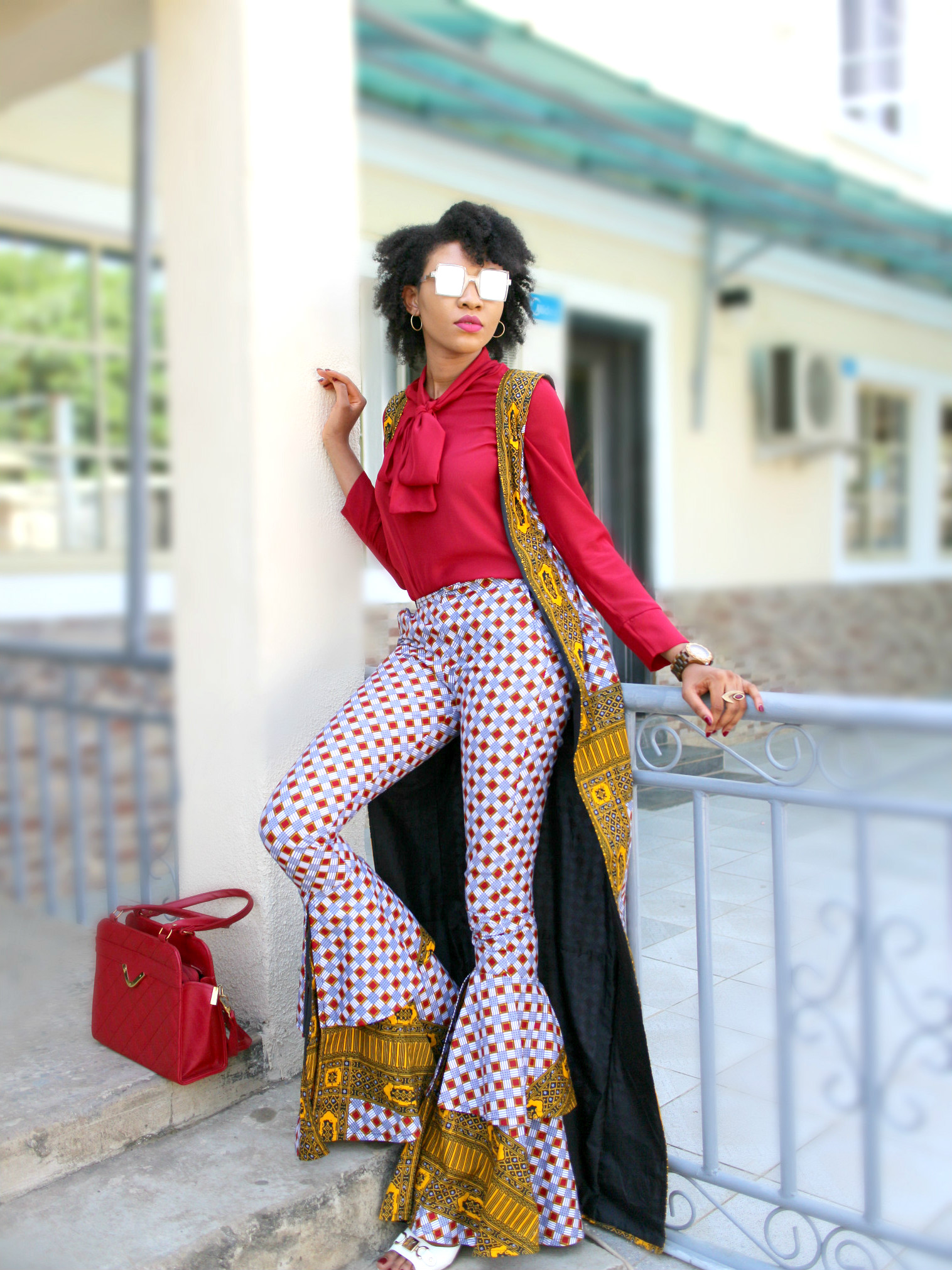 Ankara styles to wear in Nigeria now, Ankara flare trousers outfit