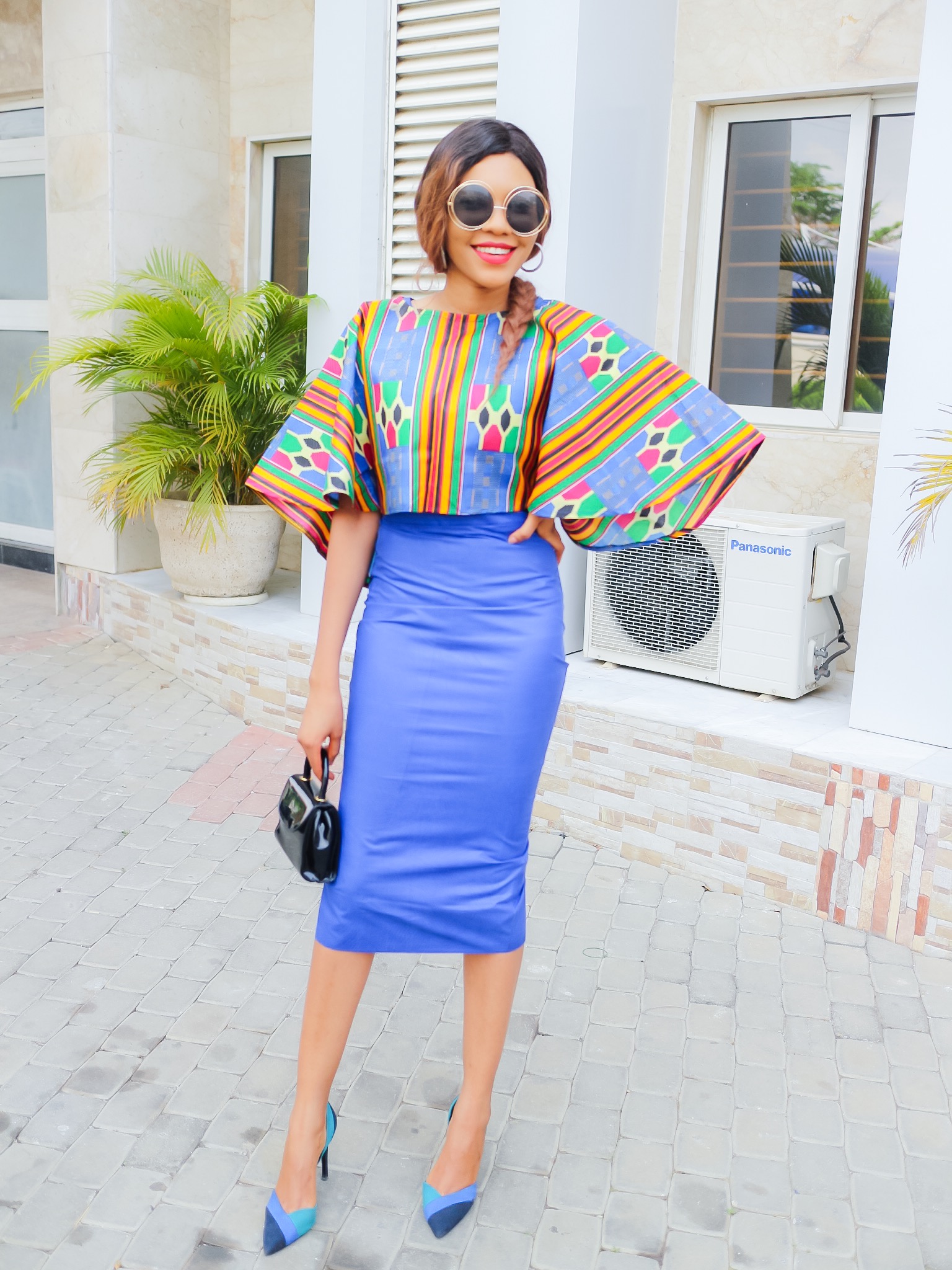 kente cape dress outfit Nigerian blogger style