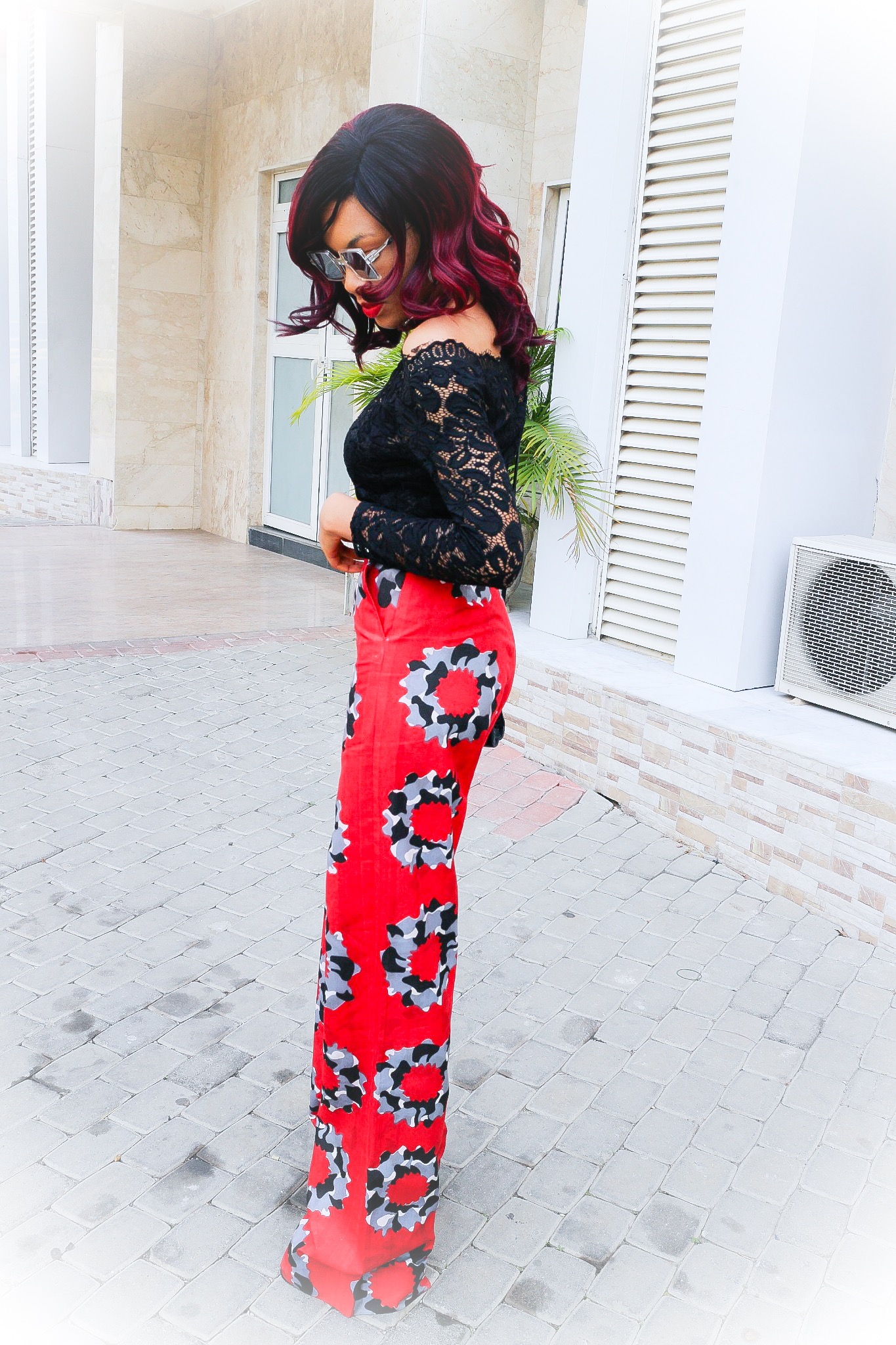 Ankara wide leg pants Stylish outfit with lace 