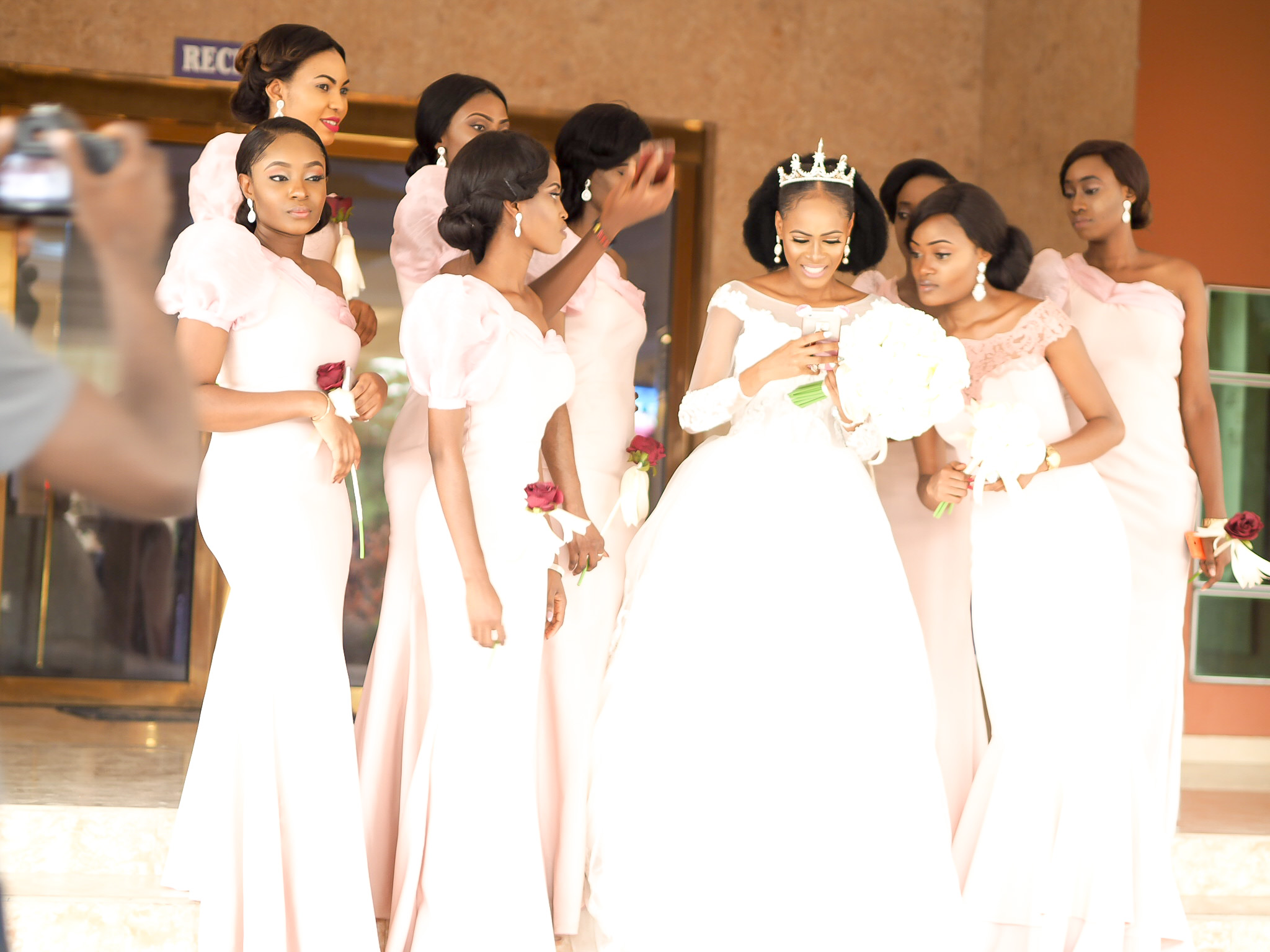 Peach colored bridesmaid dresses for Nigerian wedding inspiration