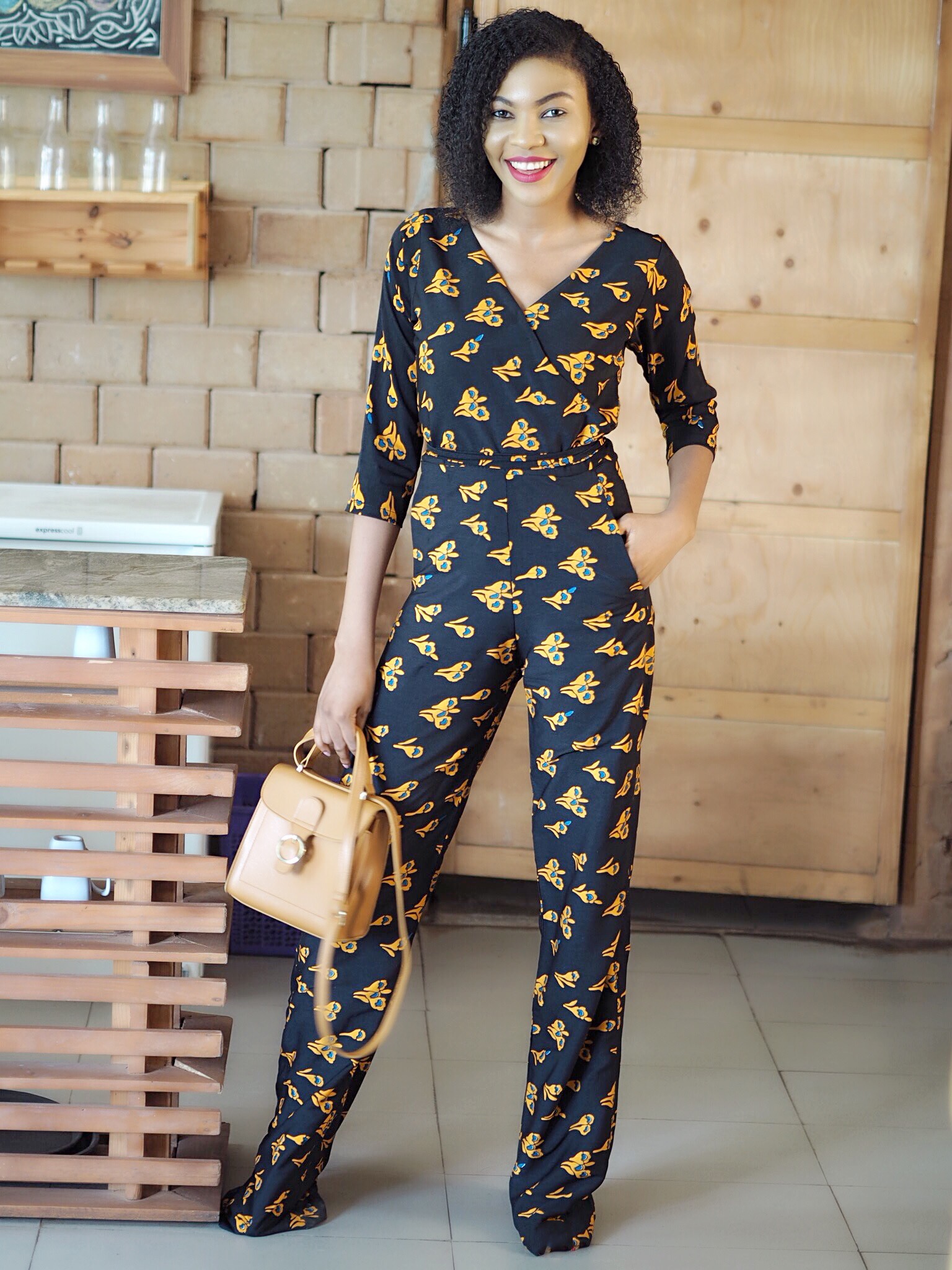 Work style jumpsuit outfit