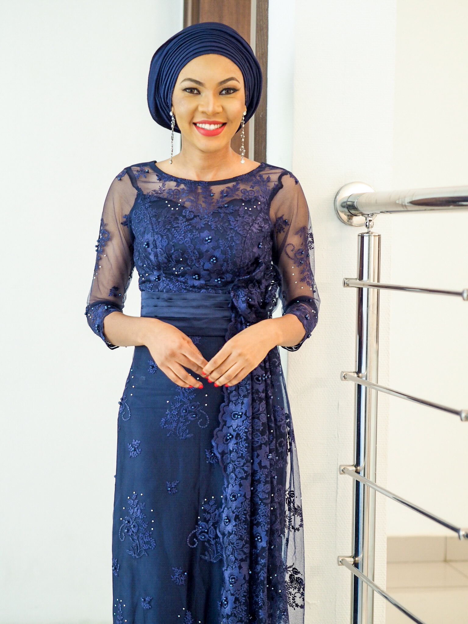 Blue lace Asoebi dress 