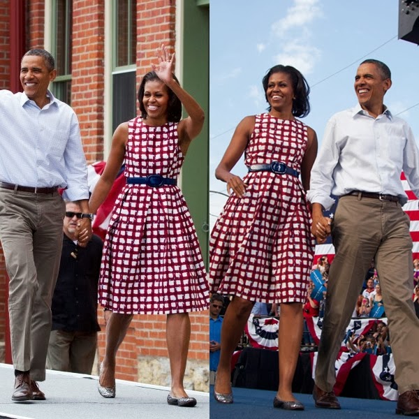 michelle obama in an asos check dress less than 100