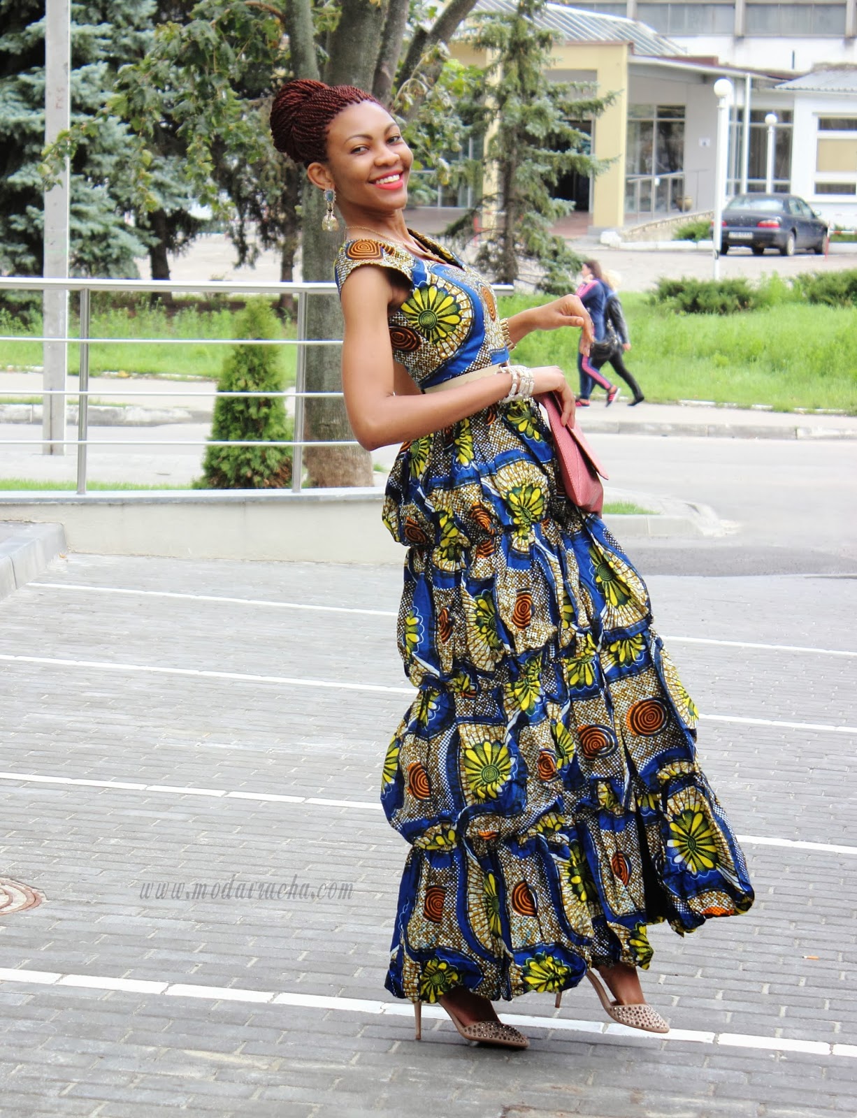 long ankara dress with front slit  modern african dress