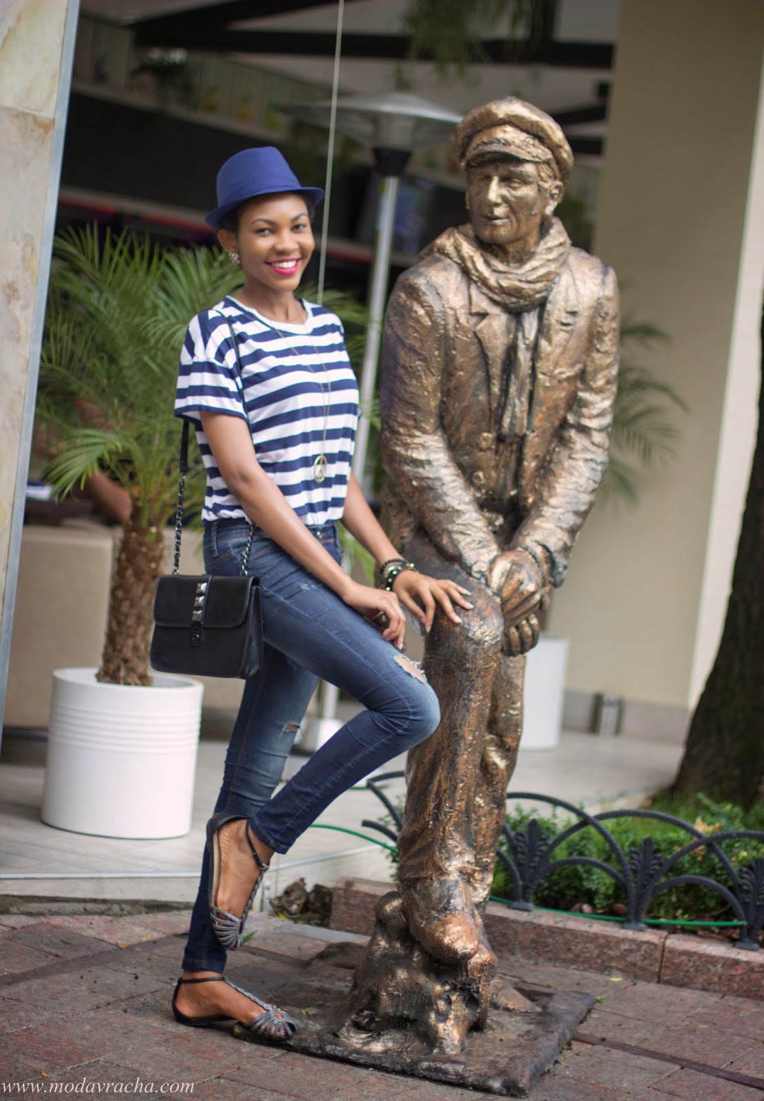 Personal Style And Travel: Port Of Odessa Sightseeing In Striped Casual Tee city garden odessa goldenmonument