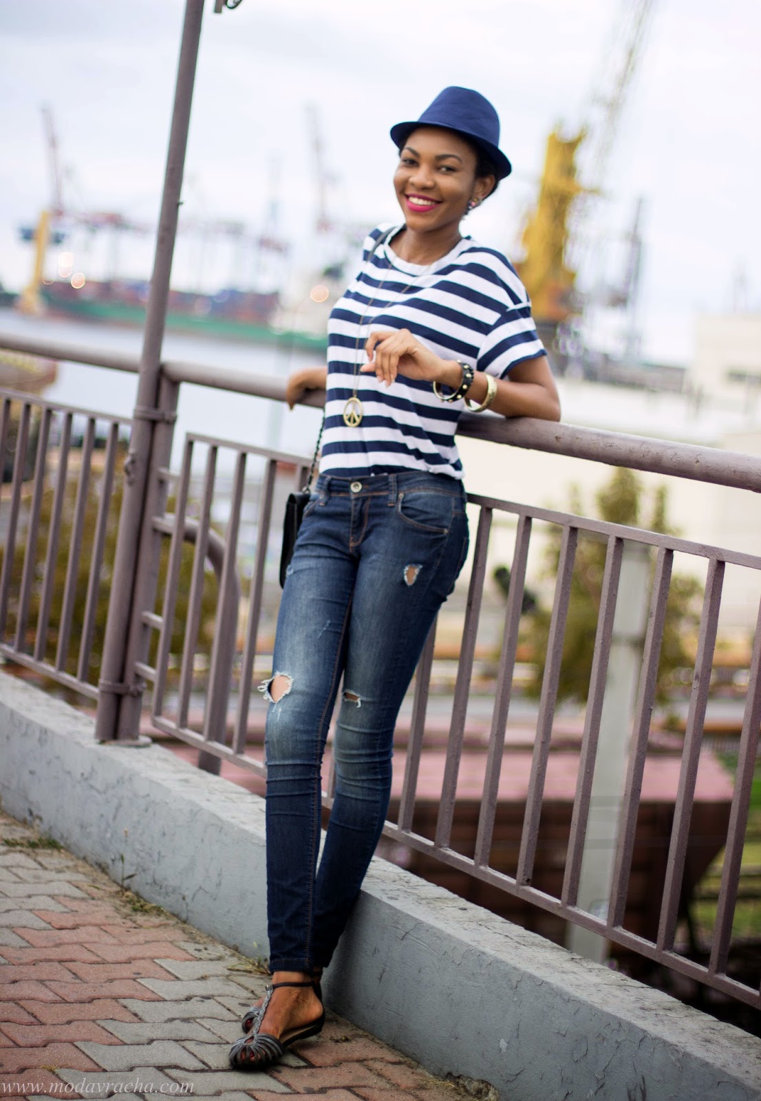 Personal Style And Travel: Port Of Odessa Sightseeing In Striped Casual Tee sightseeing odessa sea port