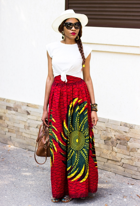 Long African Full Maxi Skirt Outfit Inspiration With Hat