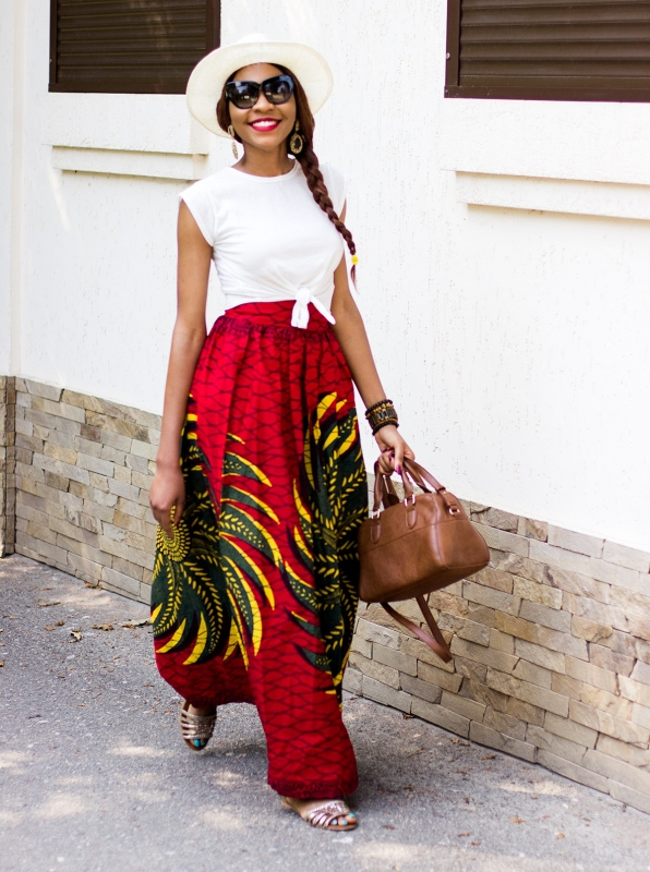 Long African Full Maxi Skirt Outfit Inspiration With Hat