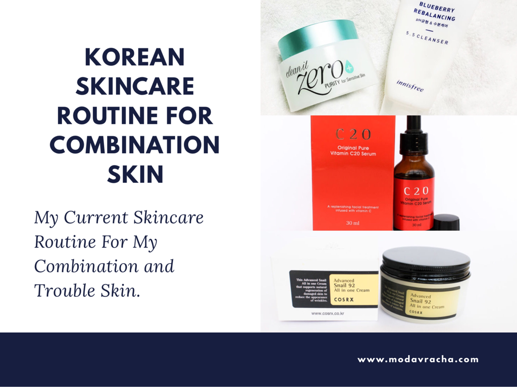 Korean skincare products used in Korean skincare routine for combination skin