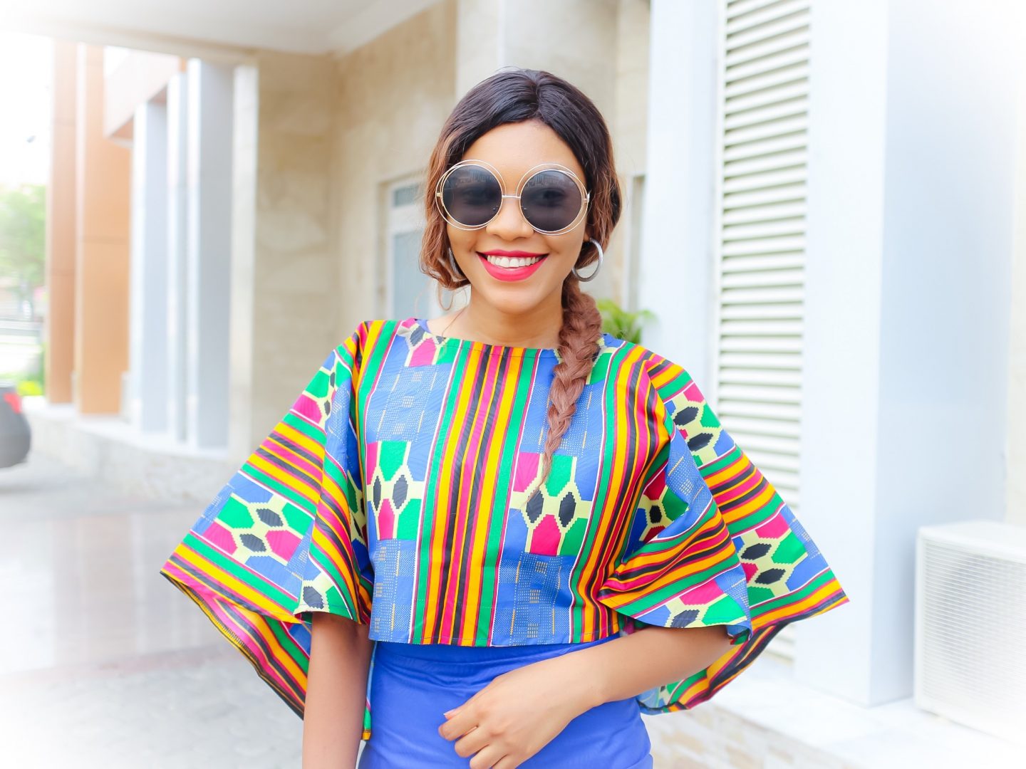 Blogger style kente cape dress outfit