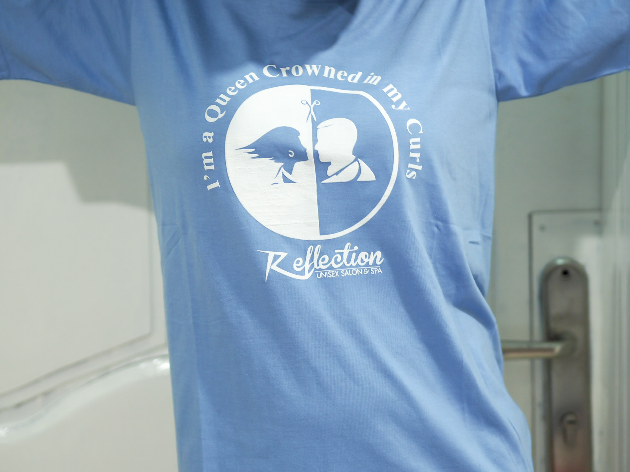 Natural hair shirt from reflections salon abuja
